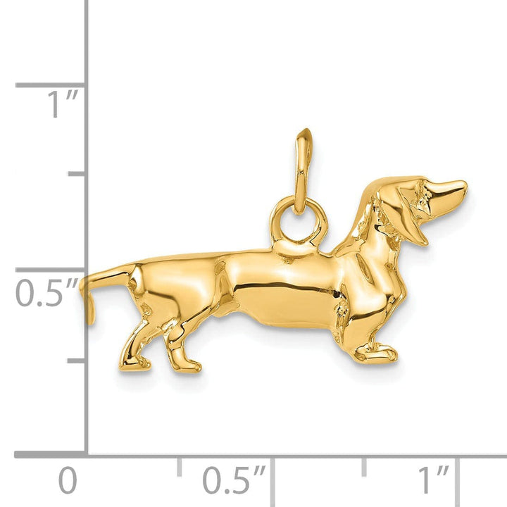 Lovely Rita's Pendants & Charms 14k Yellow Gold Open Back Textured Solid Polished Finish Poodle Dog Charm Pendant