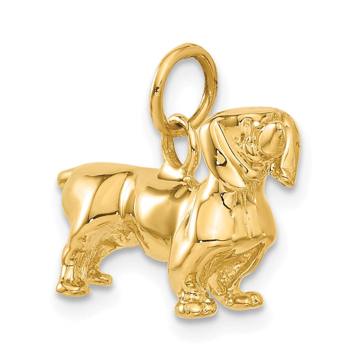 Lovely Rita's Pendants & Charms 14k Yellow Gold Open Back Textured Solid Polished Finish Poodle Dog Charm Pendant