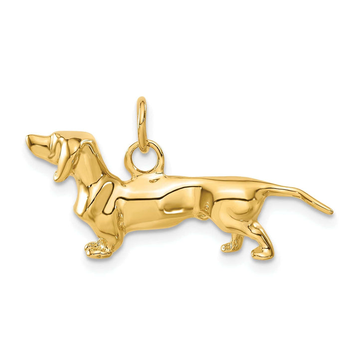 Lovely Rita's Pendants & Charms 14k Yellow Gold Open Back Textured Solid Polished Finish Poodle Dog Charm Pendant