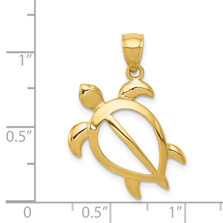 Lovely Rita's Pendants & Charms 14k Yellow Gold Open Turtle Casted Solid Open Back Polished Finish Men's Charm Pendant