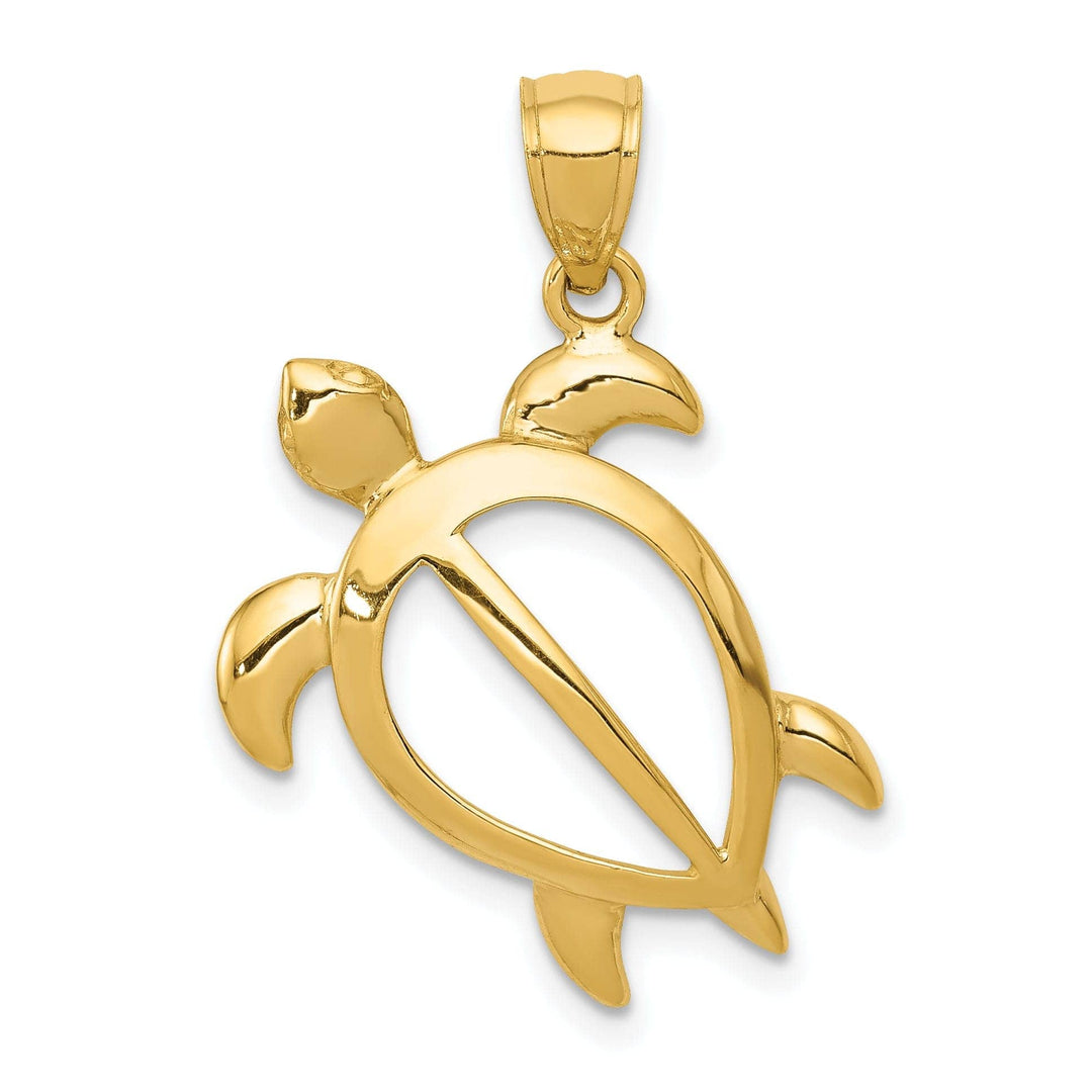 Lovely Rita's Pendants & Charms 14k Yellow Gold Open Turtle Casted Solid Open Back Polished Finish Men's Charm Pendant