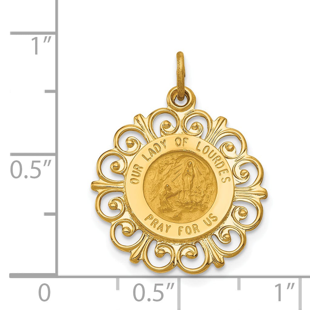Lovely Rita's Pendants & Charms 14k Yellow Gold Our Lady of Lourdes Medal