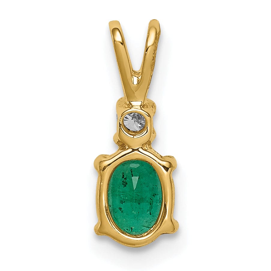 Lovely Rita's Pendants & Charms 14k Yellow Gold Oval Emerald Diamond Pendant