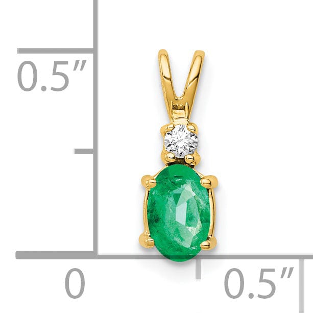 Lovely Rita's Pendants & Charms 14k Yellow Gold Oval Emerald Diamond Pendant