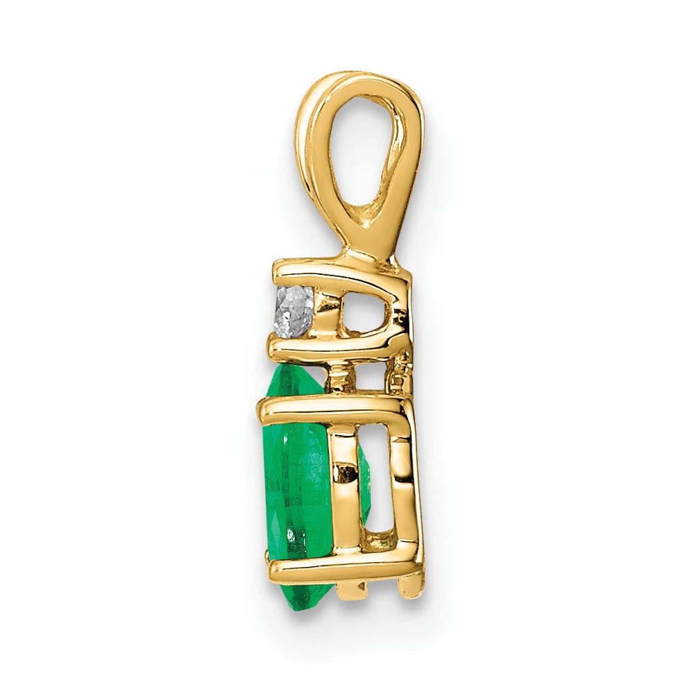 Lovely Rita's Pendants & Charms 14k Yellow Gold Oval Emerald Diamond Pendant
