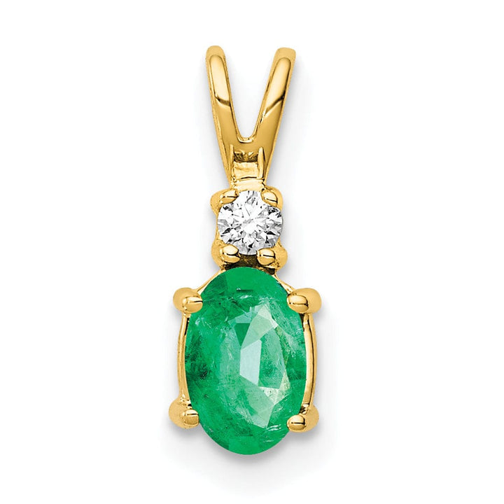 Lovely Rita's Pendants & Charms 14k Yellow Gold Oval Emerald Diamond Pendant