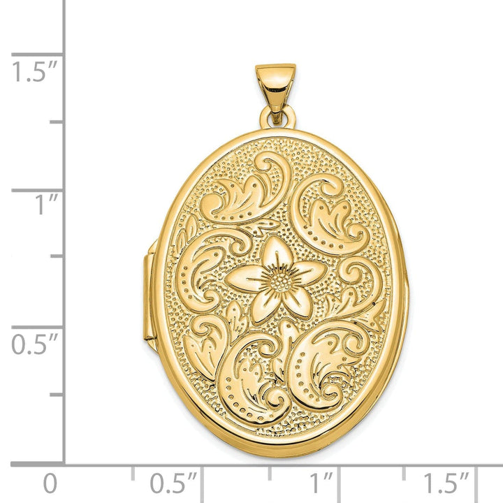 Lovely Rita's Pendants & Charms 14k Yellow Gold Oval Flower Scrolls Locket Pendant