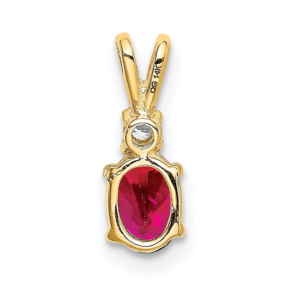 Lovely Rita's Pendants & Charms 14k Yellow Gold Oval Ruby Diamond Pendant