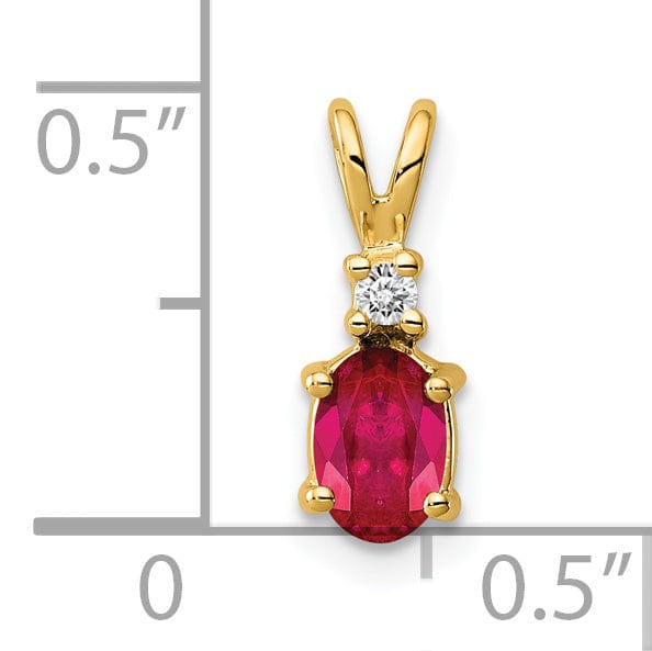 Lovely Rita's Pendants & Charms 14k Yellow Gold Oval Ruby Diamond Pendant