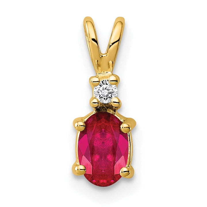 Lovely Rita's Pendants & Charms 14k Yellow Gold Oval Ruby Diamond Pendant