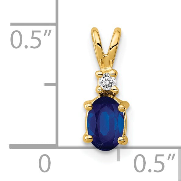 Lovely Rita's Pendants & Charms 14k Yellow Gold Oval Sapphire Diamond Pendant