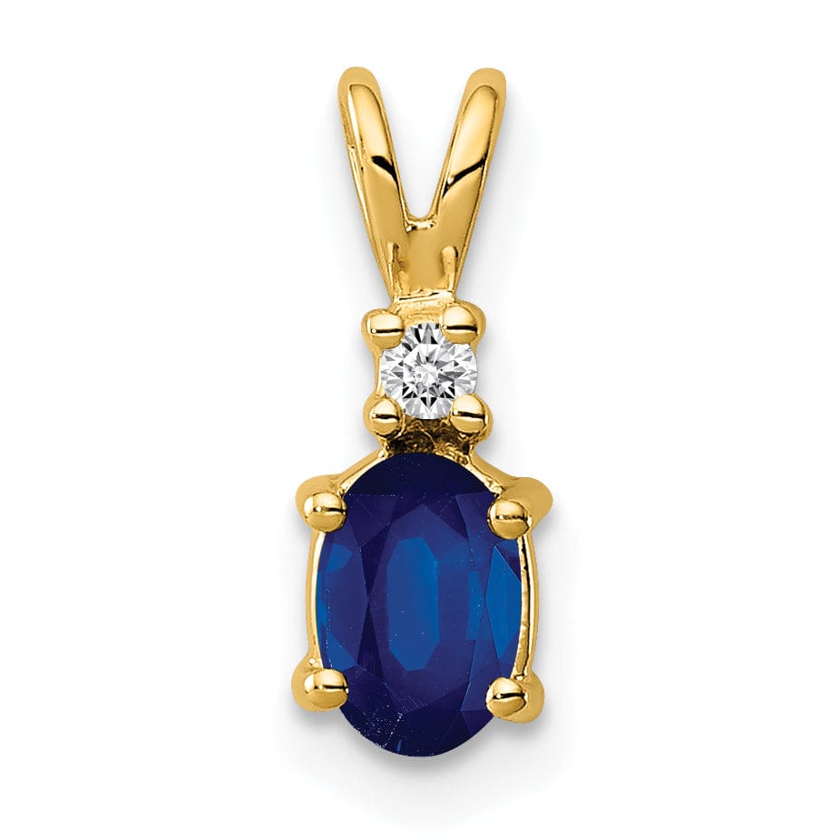 Lovely Rita's Pendants & Charms 14k Yellow Gold Oval Sapphire Diamond Pendant