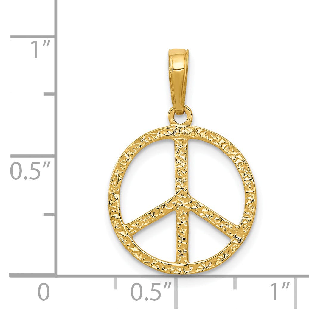 Lovely Rita's Pendants & Charms 14k Yellow Gold Peace Sign Charm Pendant