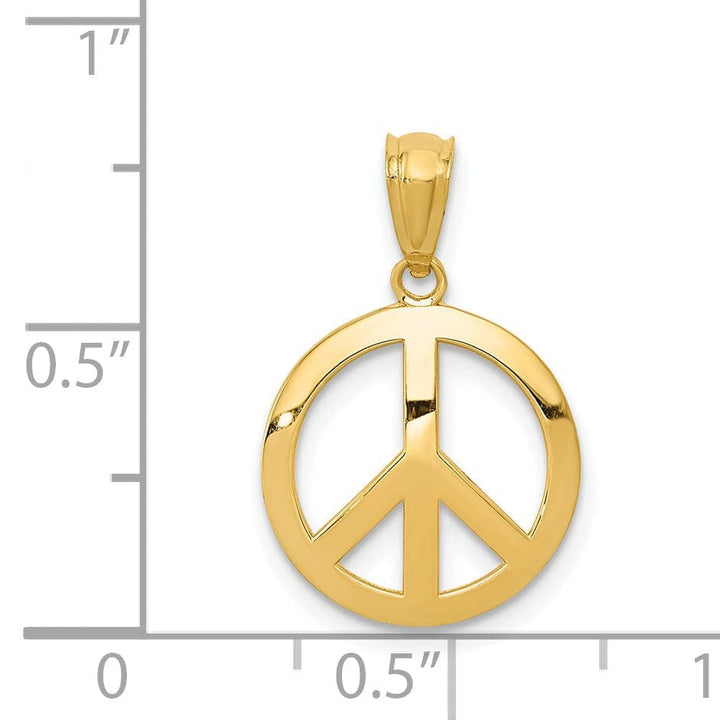 Lovely Rita's Pendants & Charms 14k Yellow Gold Peace Sign Circle Charm Pendant