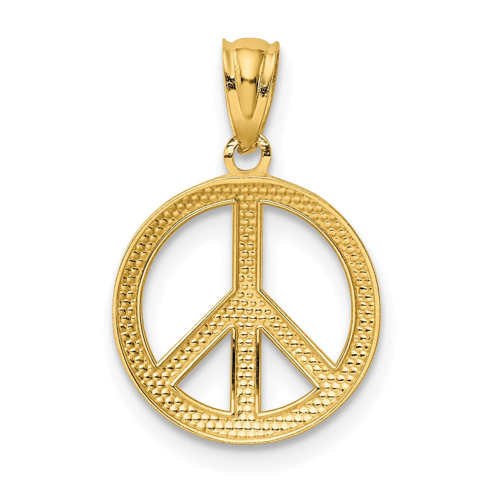 Lovely Rita's Pendants & Charms 14k Yellow Gold Peace Sign Circle Charm Pendant