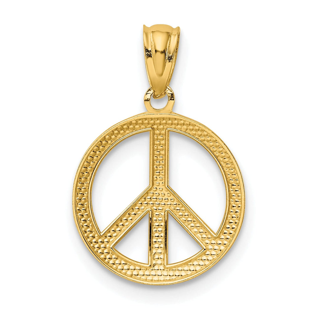 Lovely Rita's Pendants & Charms 14k Yellow Gold Peace Sign Circle Charm Pendant