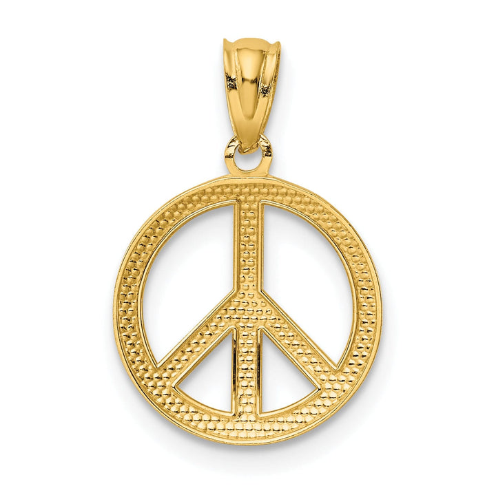 Lovely Rita's Pendants & Charms 14k Yellow Gold Peace Sign Circle Charm Pendant