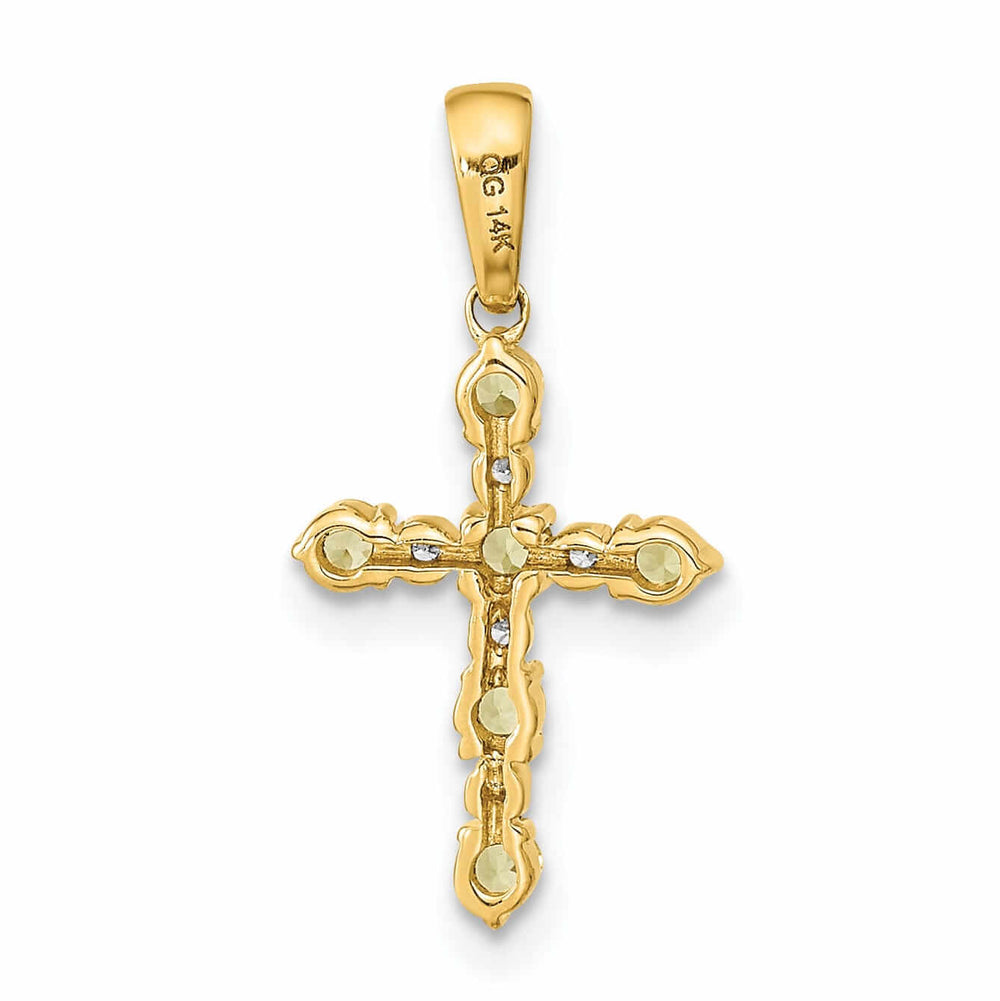 Lovely Rita's Pendants & Charms 14k Yellow Gold Peridot Diamond Cross Pendant