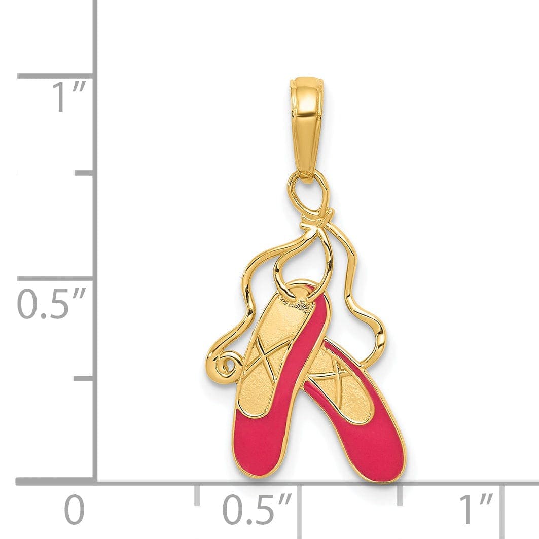 Lovely Rita's Pendants & Charms 14k Yellow Gold Pink Ballet Slippers Pendant