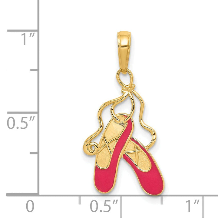 Lovely Rita's Pendants & Charms 14k Yellow Gold Pink Ballet Slippers Pendant