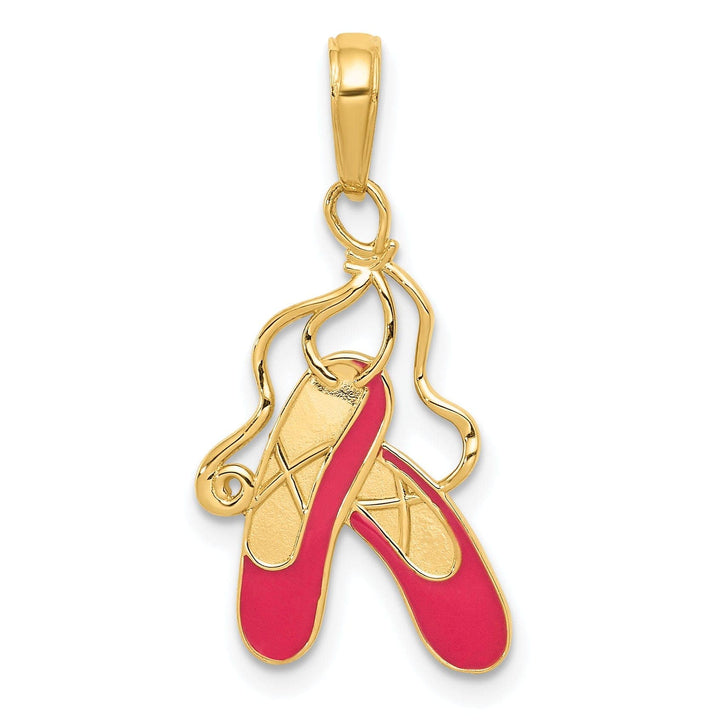 Lovely Rita's Pendants & Charms 14k Yellow Gold Pink Ballet Slippers Pendant