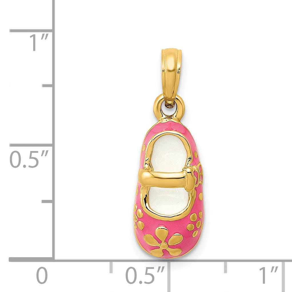 Lovely Rita's Pendants & Charms 14k Yellow Gold Pink Enameled Baby Shoe Pendant