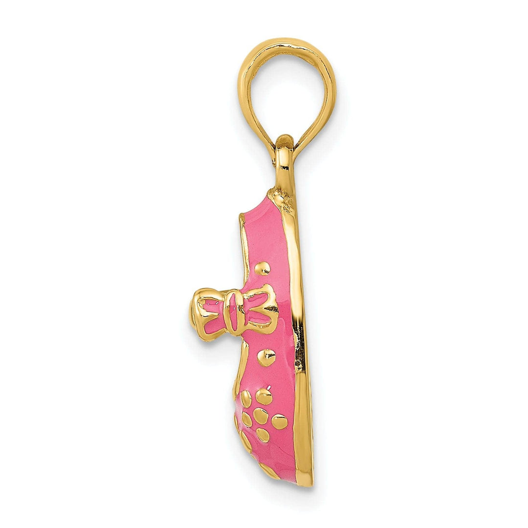 Lovely Rita's Pendants & Charms 14k Yellow Gold Pink Enameled Baby Shoe Pendant