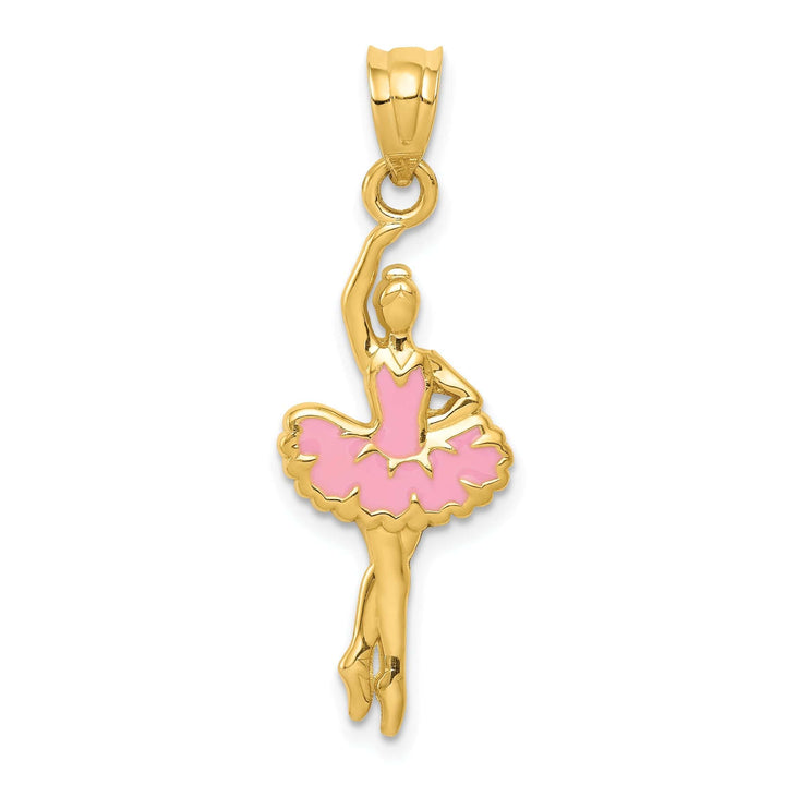 Lovely Rita's Pendants & Charms 14k Yellow Gold Pink Enameled Ballerina Pendant