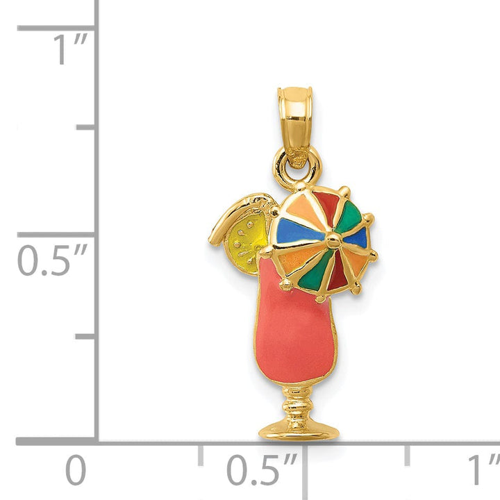 Lovely Rita's Pendants & Charms 14k Yellow Gold Pink Tropical Drink Pendant