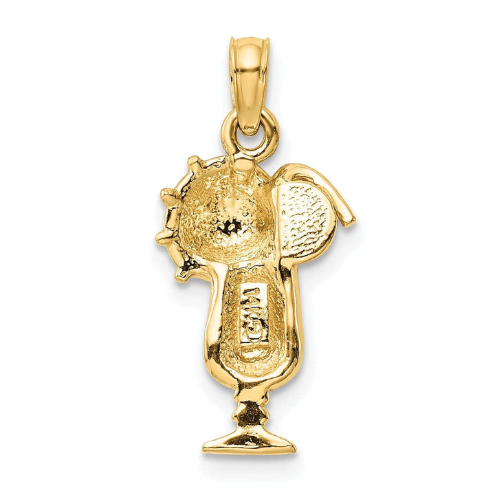 Lovely Rita's Pendants & Charms 14k Yellow Gold Pink Tropical Drink Pendant
