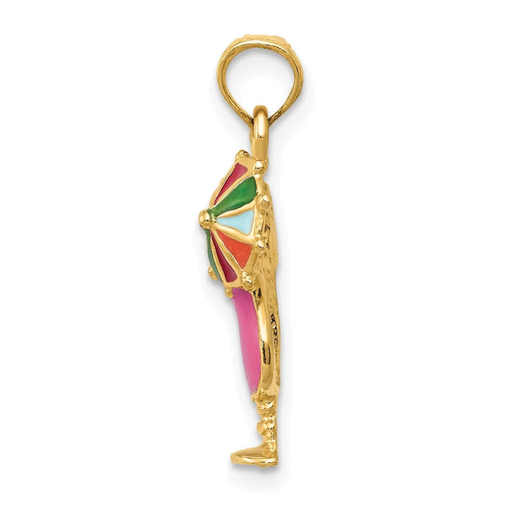 Lovely Rita's Pendants & Charms 14k Yellow Gold Pink Tropical Drink Pendant