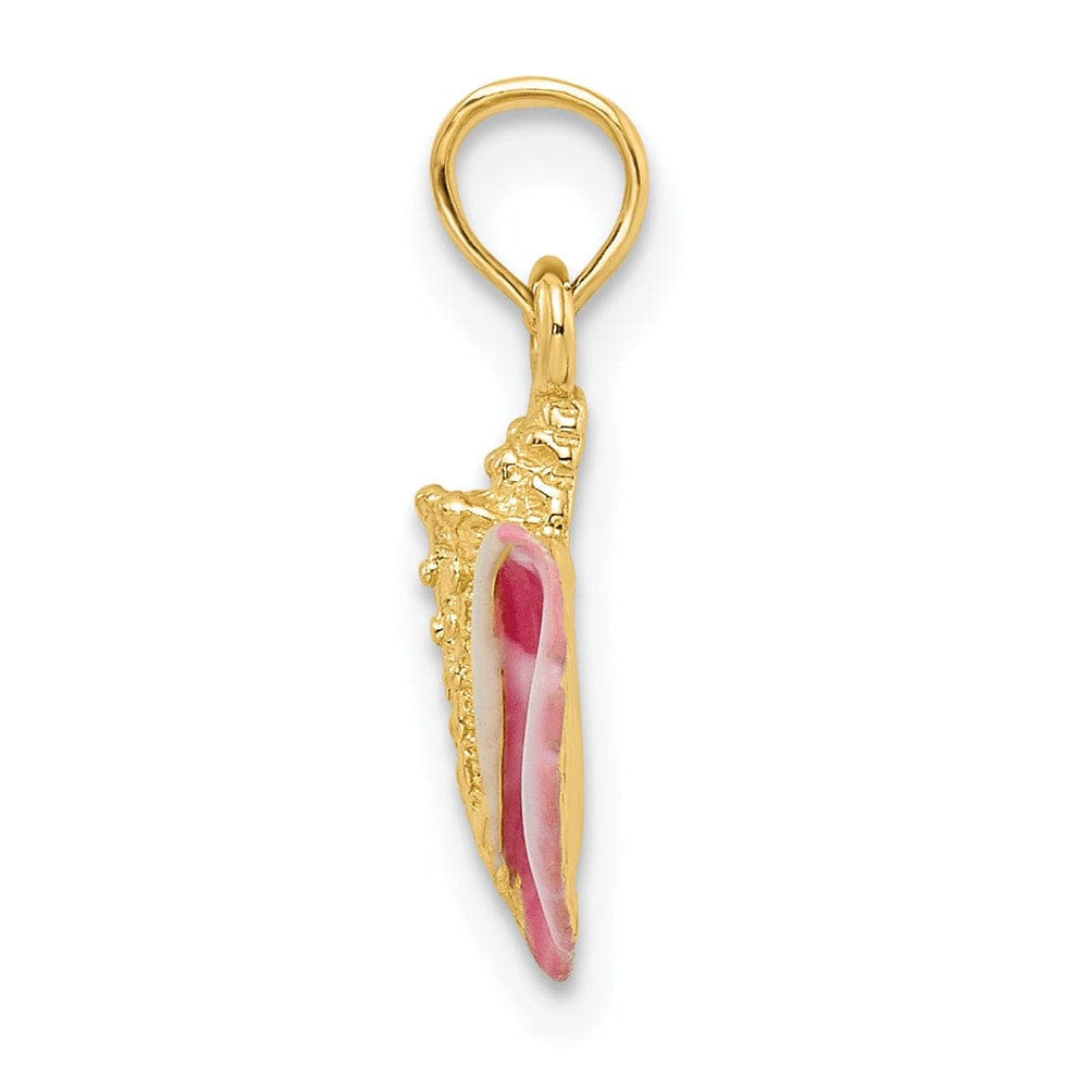 Lovely Rita's Pendants & Charms 14K Yellow Gold Pink White Enameled Conch Shell Pendant