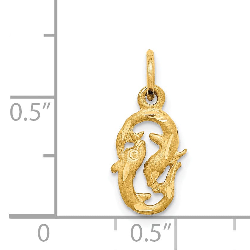 Lovely Rita's Pendants & Charms 14k Yellow Gold Pisces Zodiac Charm Pendant
