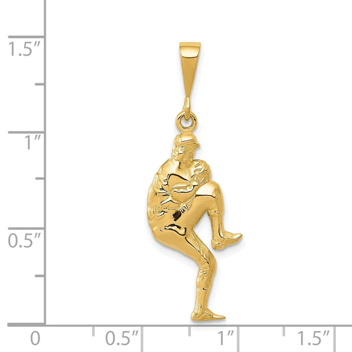 Lovely Rita's Pendants & Charms 14k Yellow Gold Pitcher Baseball Charm Pendant