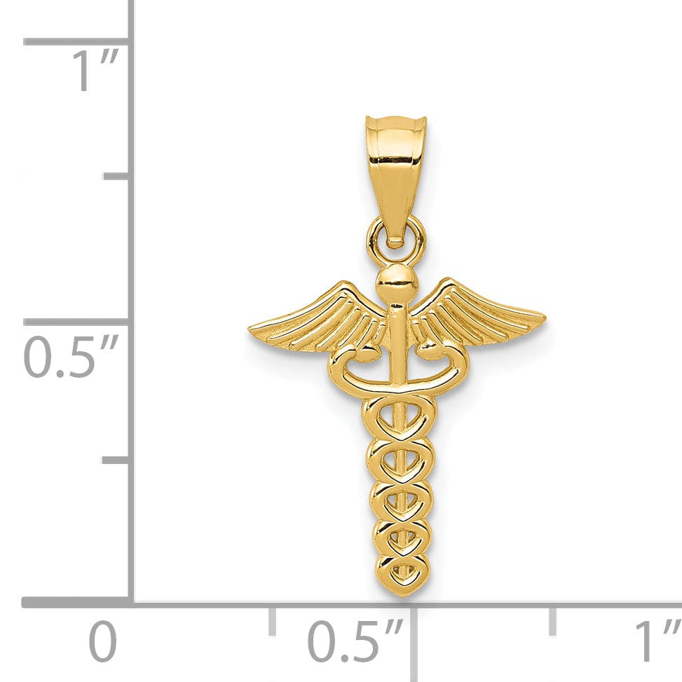 Lovely Rita's Pendants & Charms 14k Yellow Gold Polish Caduceus Medical Pendant