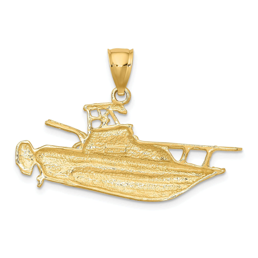 Lovely Rita's Pendants & Charms 14K Yellow Gold Polish Finish 2-Dimensional Fishing Boat Charm Pendant