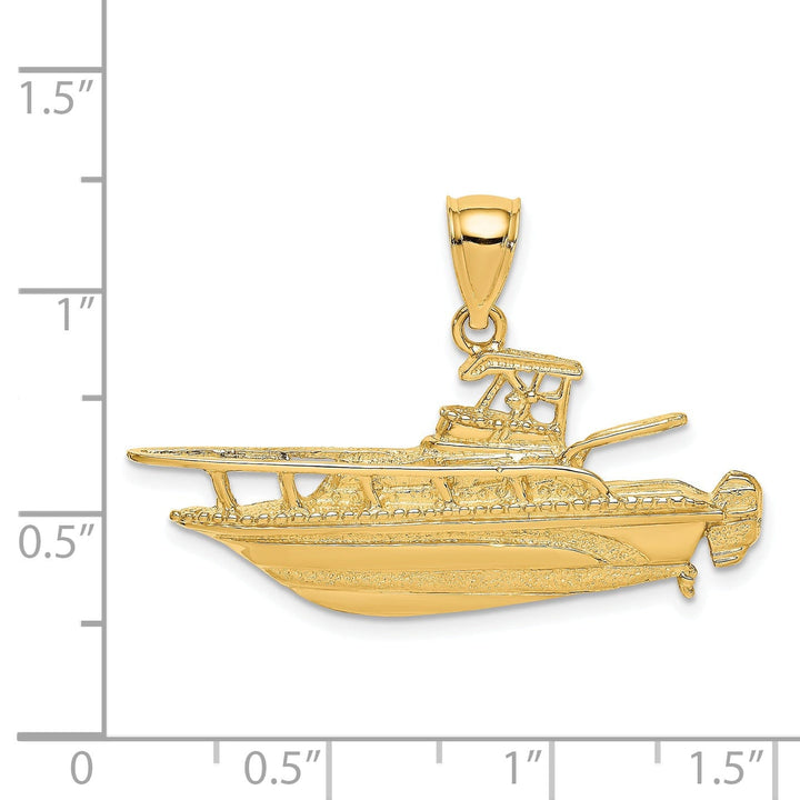 Lovely Rita's Pendants & Charms 14K Yellow Gold Polish Finish 2-Dimensional Fishing Boat Charm Pendant