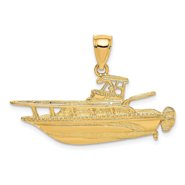 Lovely Rita's Pendants & Charms 14K Yellow Gold Polish Finish 2-Dimensional Fishing Boat Charm Pendant