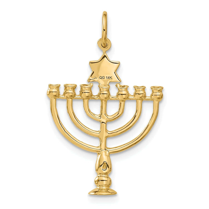 Lovely Rita's Pendants & Charms 14K Yellow Gold Polish Finish 3-D Menorah Star of David Symbol Pendant