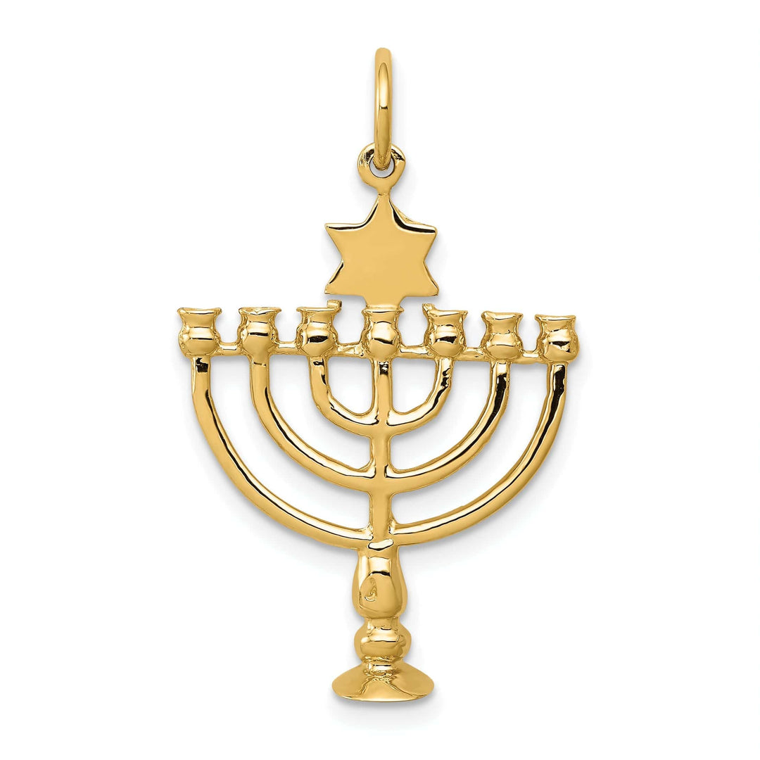 Lovely Rita's Pendants & Charms 14K Yellow Gold Polish Finish 3-D Menorah Star of David Symbol Pendant