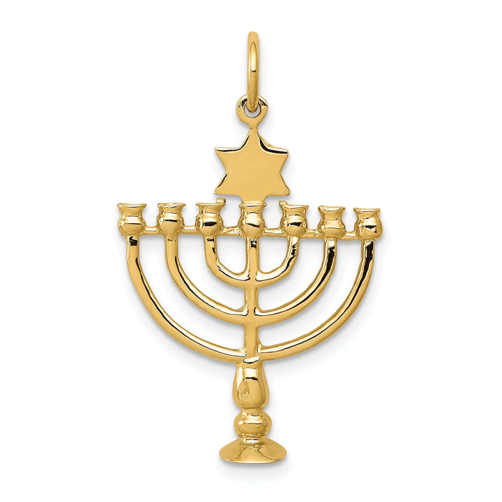 Lovely Rita's Pendants & Charms 14K Yellow Gold Polish Finish 3-D Menorah Star of David Symbol Pendant