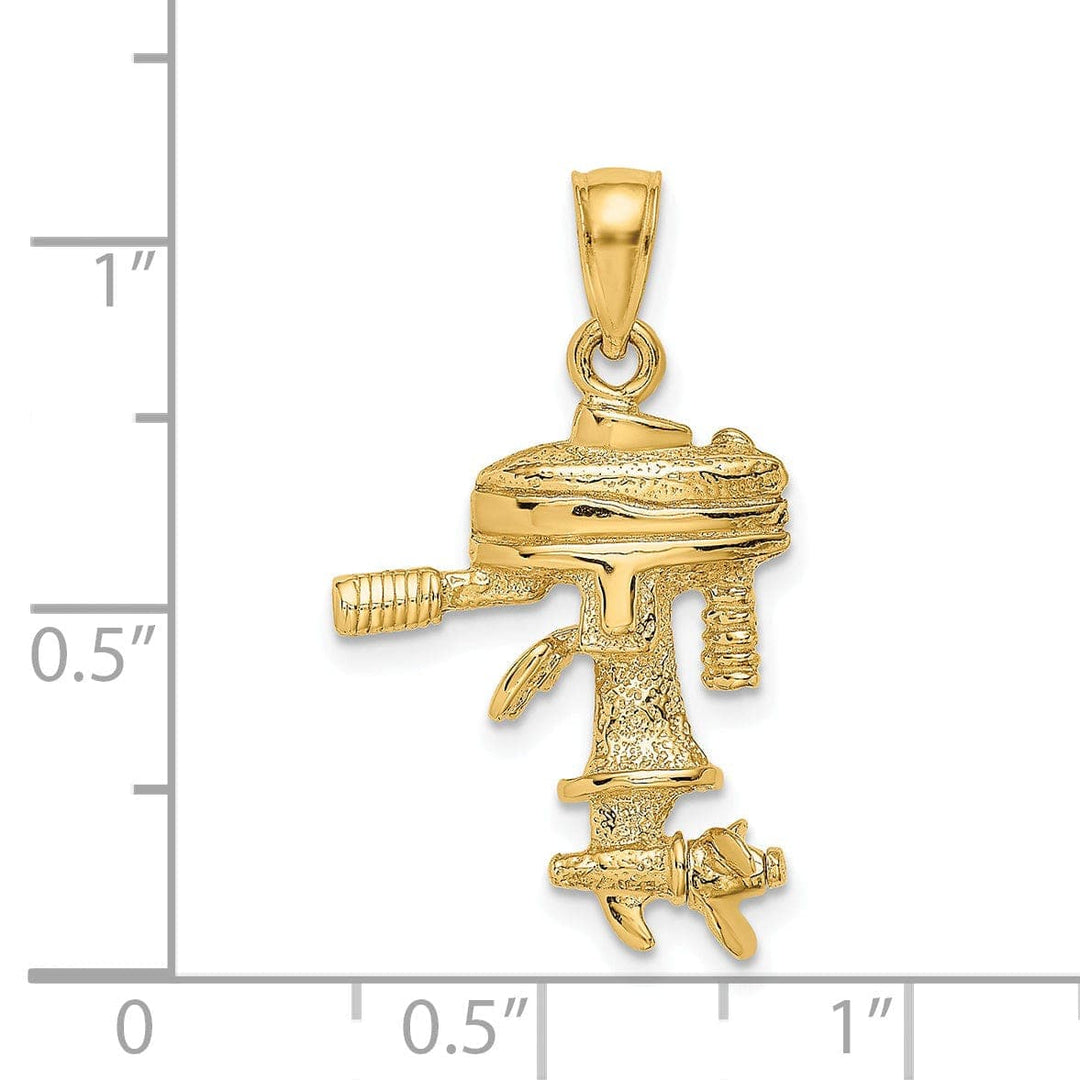 Lovely Rita's Pendants & Charms 14K Yellow Gold Polish Finish 3-Dimensional Moveable Boat Engine Charm Pendant
