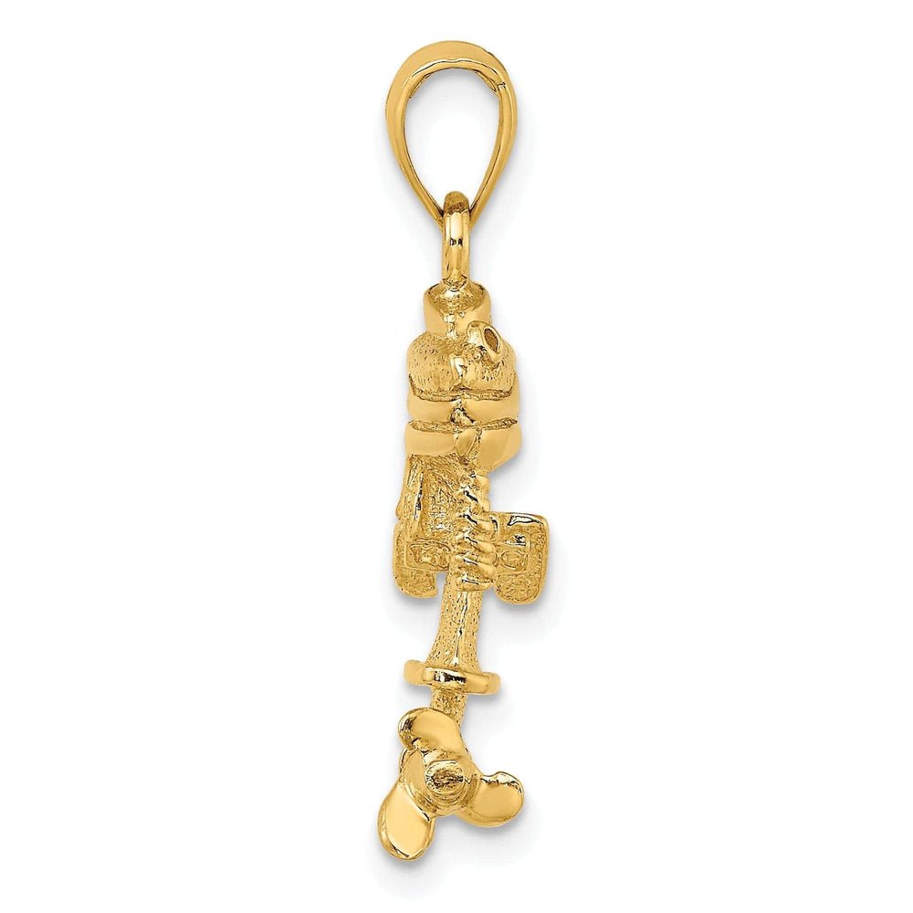 Lovely Rita's Pendants & Charms 14K Yellow Gold Polish Finish 3-Dimensional Moveable Boat Engine Charm Pendant