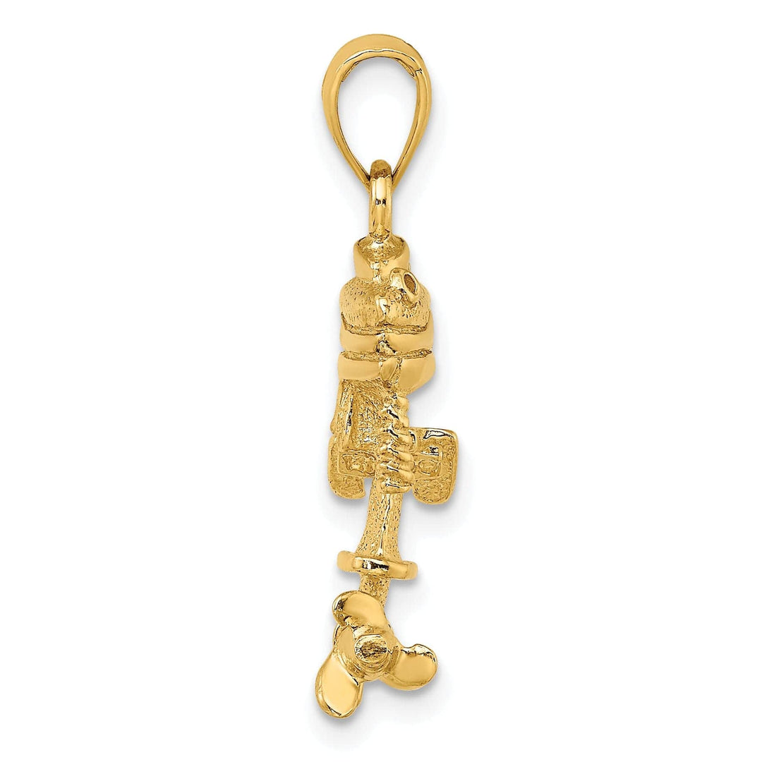 Lovely Rita's Pendants & Charms 14K Yellow Gold Polish Finish 3-Dimensional Moveable Boat Engine Charm Pendant