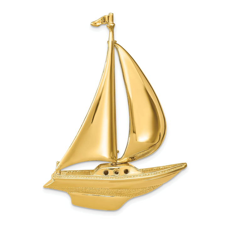 Lovely Rita's Pendants & Charms 14K Yellow Gold Polish Finish 3-Dimensional Moveable Sailboat Slide Pendant