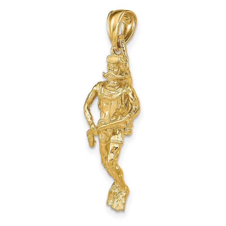 Lovely Rita's Pendants & Charms 14K Yellow Gold Polish Finish 3-Dimensional Scuba Diver Charm Pendant