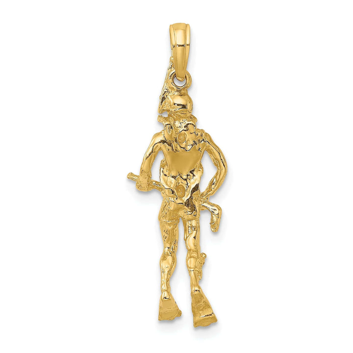 Lovely Rita's Pendants & Charms 14K Yellow Gold Polish Finish 3-Dimensional Scuba Diver Charm Pendant