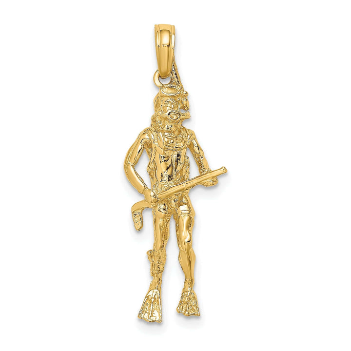 Lovely Rita's Pendants & Charms 14K Yellow Gold Polish Finish 3-Dimensional Scuba Diver Charm Pendant