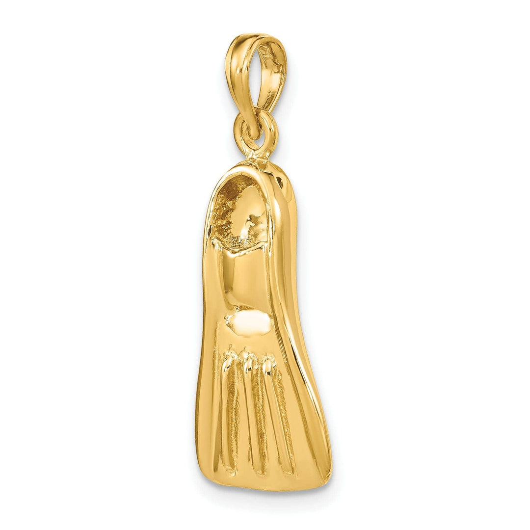 Lovely Rita's Pendants & Charms 14K Yellow Gold Polish Finish 3-Dimensional Scuba Flipper Charm Pendant