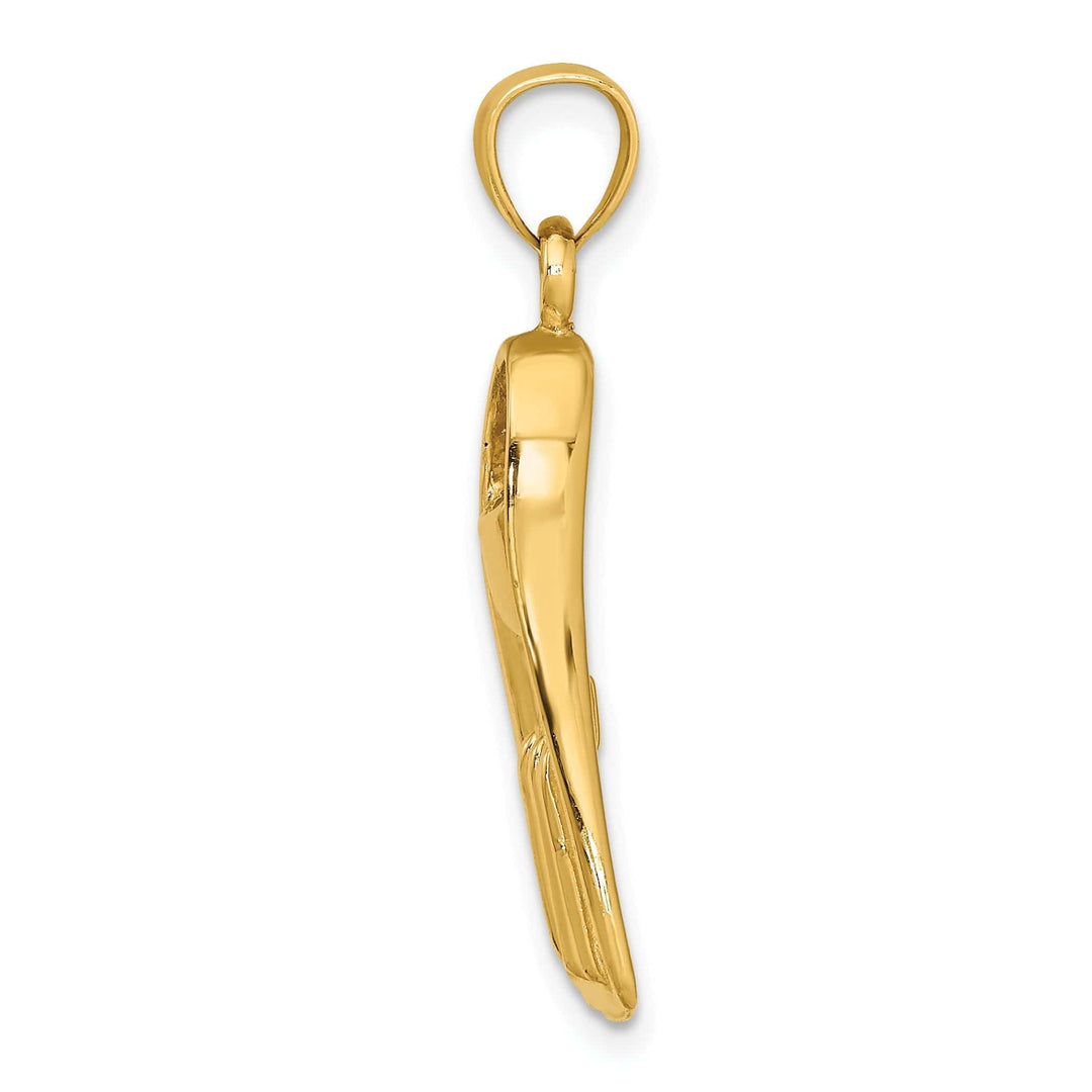 Lovely Rita's Pendants & Charms 14K Yellow Gold Polish Finish 3-Dimensional Scuba Flipper Charm Pendant
